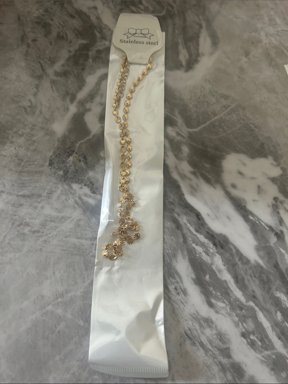 Gold Floral Stainless Steel Necklace - Gold